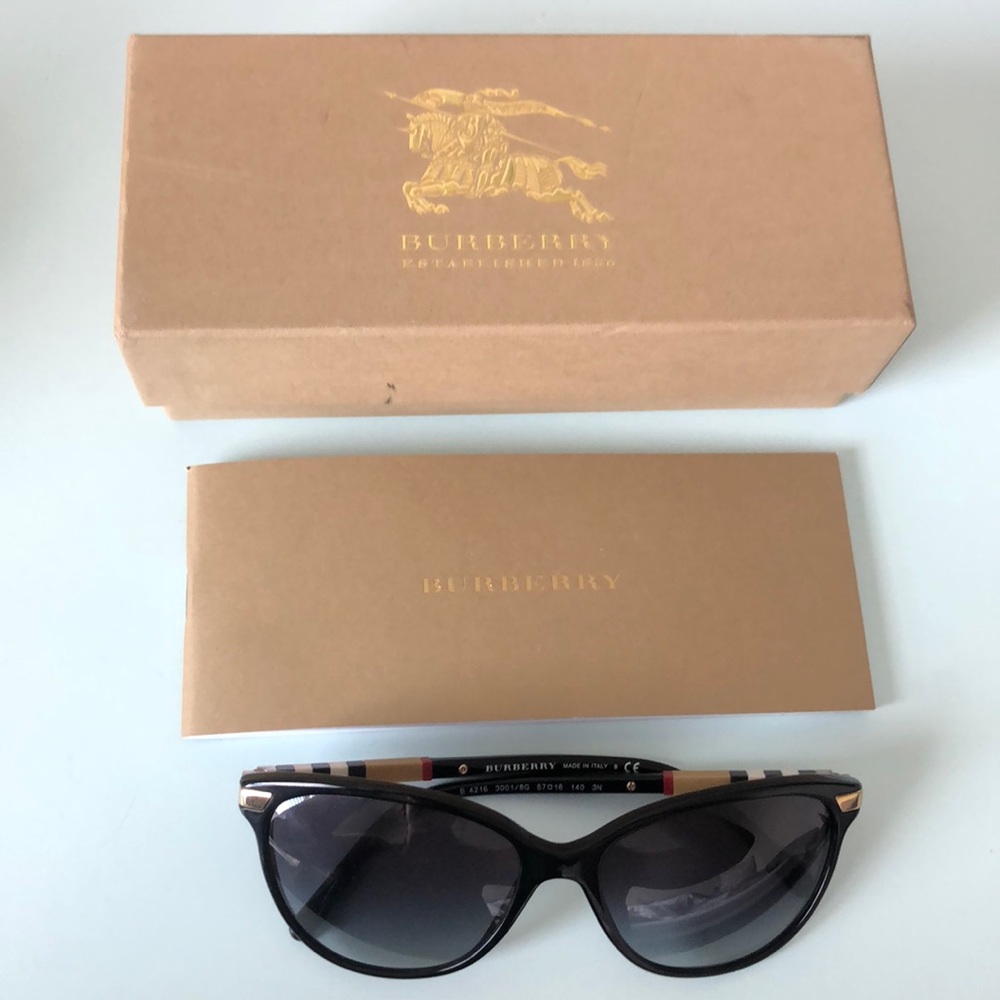 Burberry Sunglasses -black with plaid detail